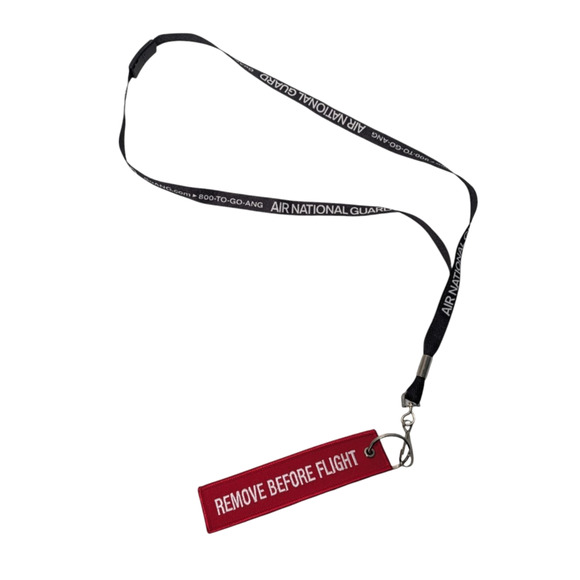 Air National Guard Lanyard with Remove Before Flight Embroidered Keychain Red - Picture 1 of 4